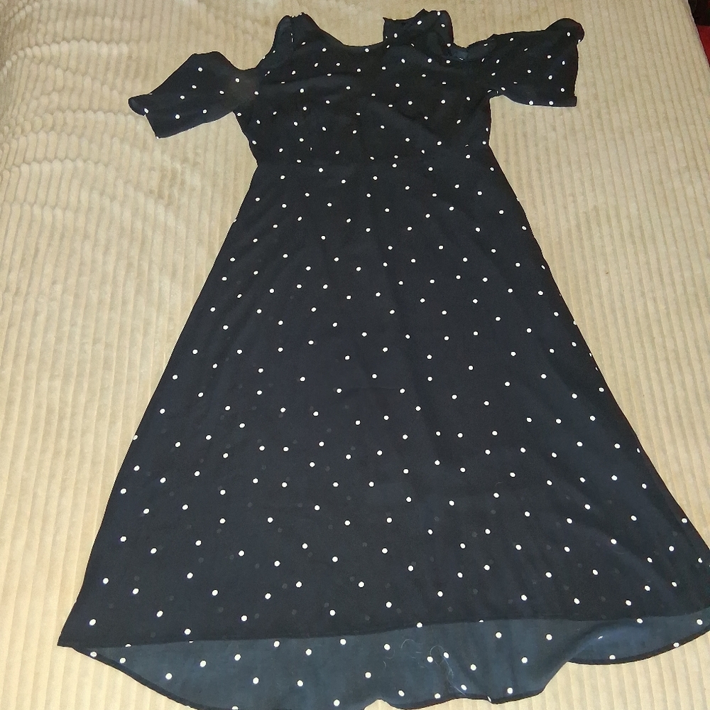 Who What Wear Black Dress with White Polka Dots
